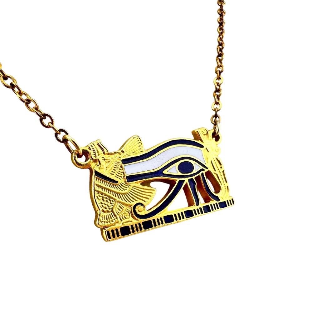 Vintage Metropolitan Museum of Art 1976 Egyptian Eye of Horus 15” Necklace